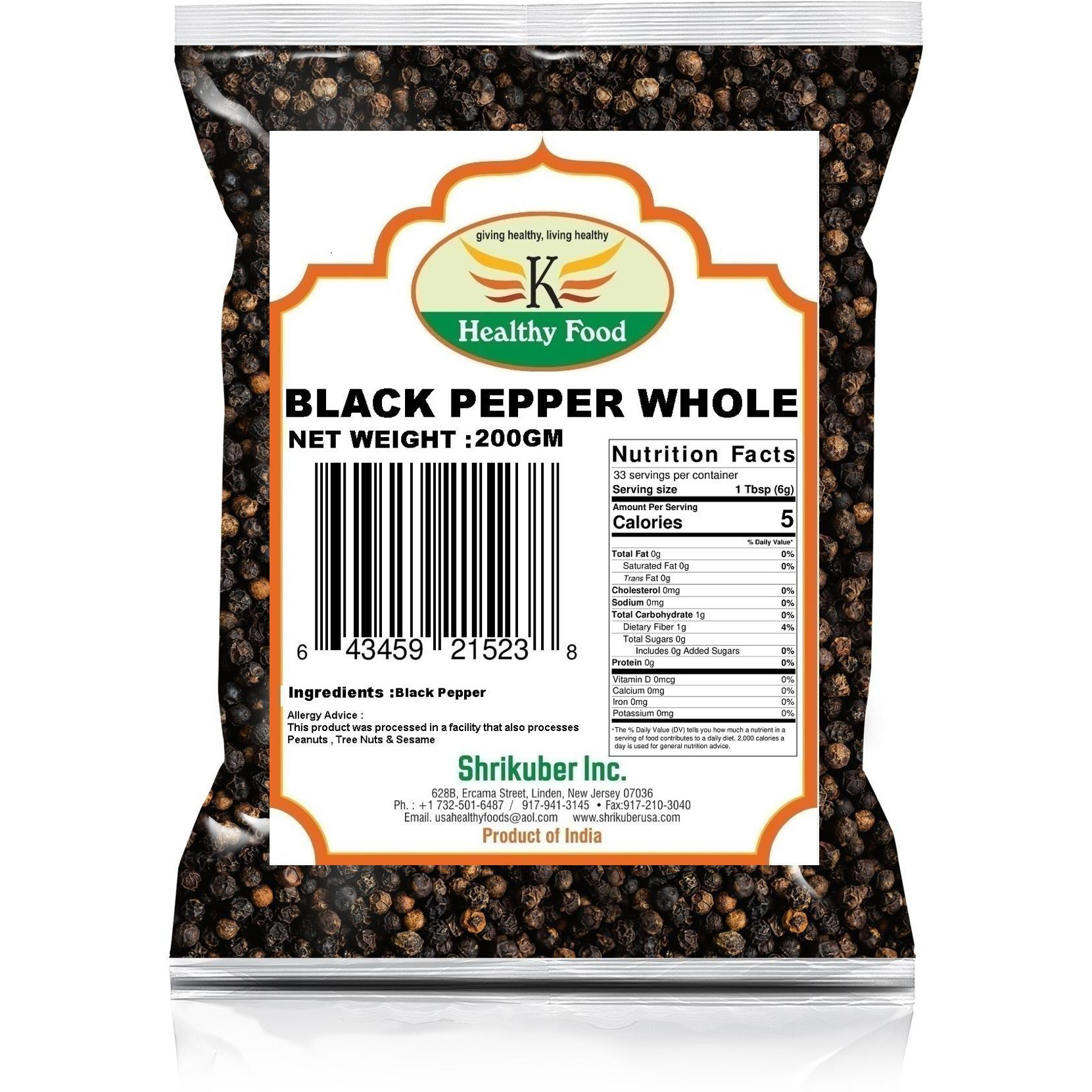 BLACK PEPPER WHOLE 200GM