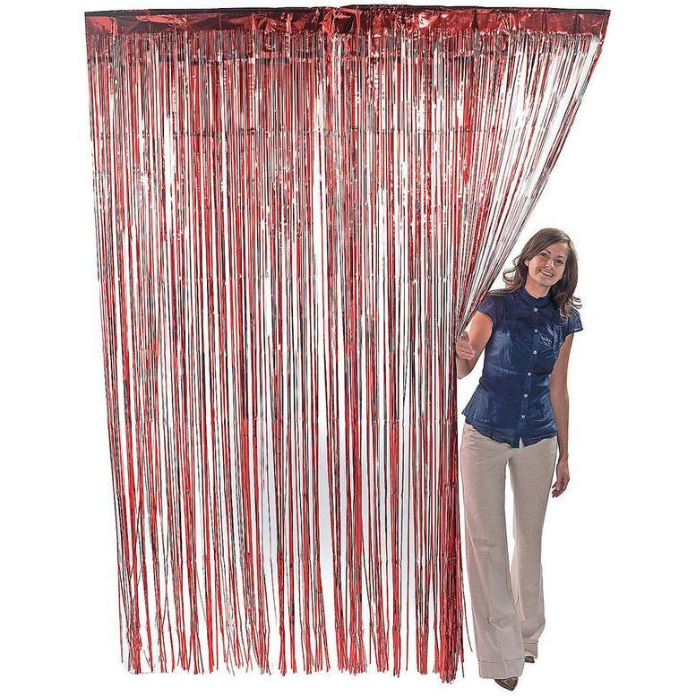 WANNA PARTY 3 ft X 8 ft Metallic Tinsel Foil Fringe Curtains for Party Photo Backdrop Wedding Dcor(RED,1 pack)