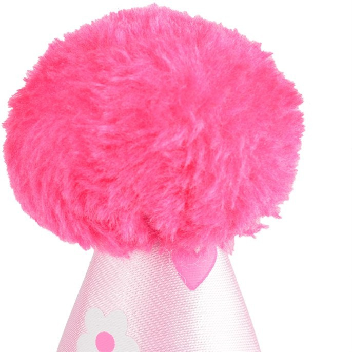 Sweet Girl 1st Birthday Hat ,Flowers & Butterflies with Faux Fur Trim measures 8 1/2in tall.