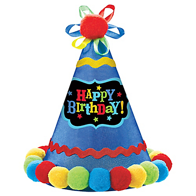 Birthday Boy Party Hat Blue Colorful Paper Cone hat, 8.25 inch x 6.25 inch