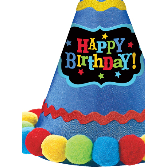 Birthday Boy Party Hat Blue Colorful Paper Cone hat, 8.25 inch x 6.25 inch