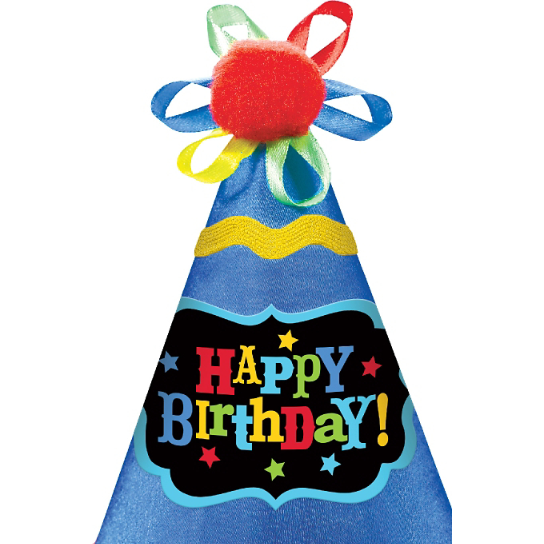 Birthday Boy Party Hat Blue Colorful Paper Cone hat, 8.25 inch x 6.25 inch