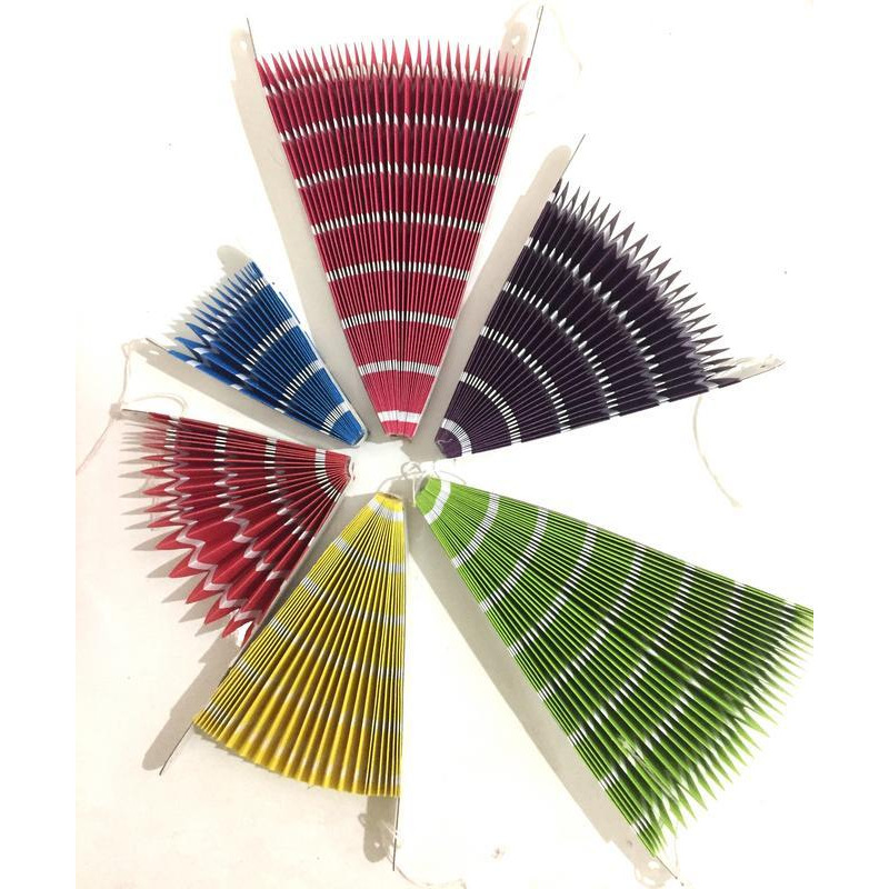 Bright Colorful Hanging Fan Assortment,6 Pieces,Made from PaperMulticolor