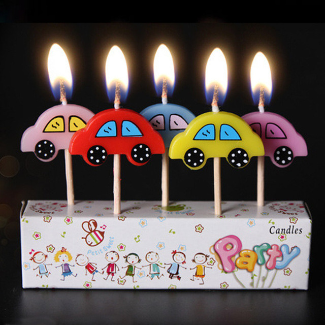 Wanna Party Car Candle for Kids Birthday Boy Girl 5 pcs in 1 pack
