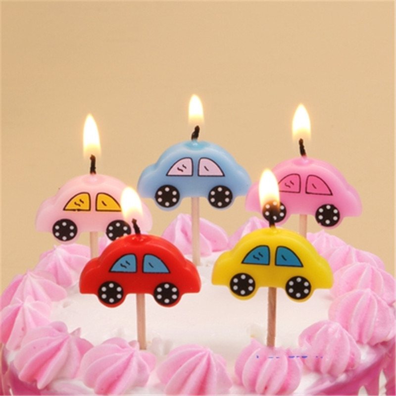 Wanna Party Car Candle for Kids Birthday Boy Girl 5 pcs in 1 pack