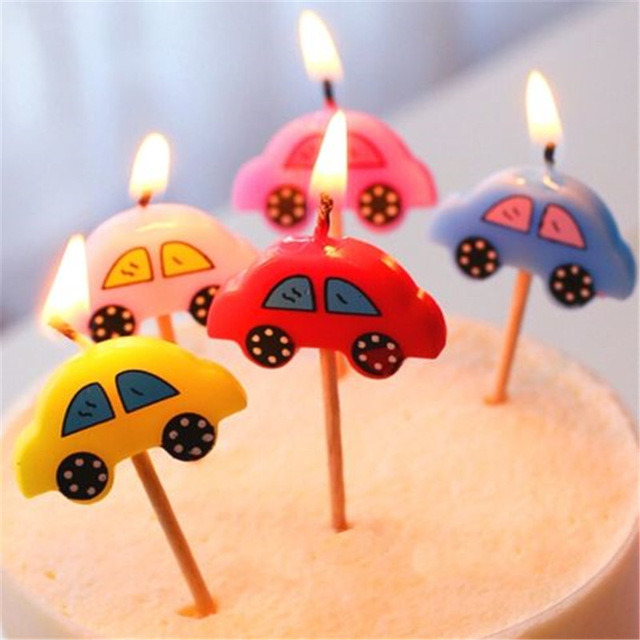 Wanna Party Car Candle for Kids Birthday Boy Girl 5 pcs in 1 pack