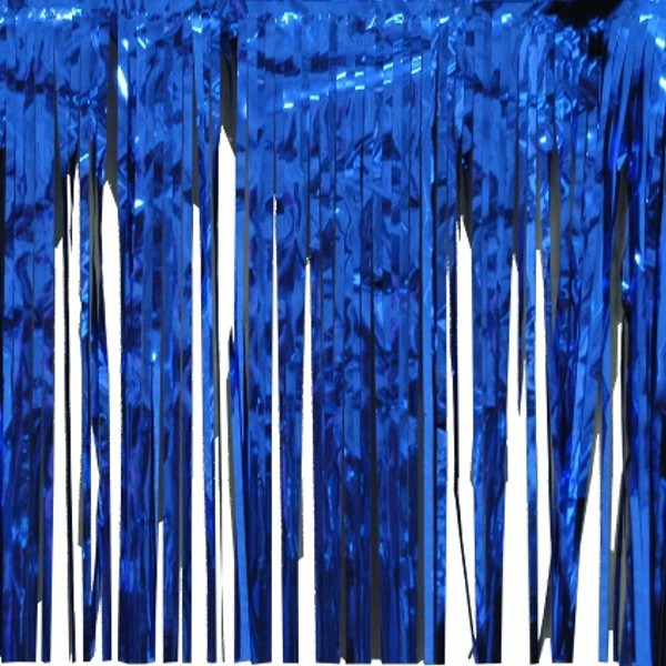 WANNA PARTY 3 ft X 8 ft Metallic Tinsel Foil Fringe Curtains for Party ,Photo Backdrop Wedding Dcor(Blue,1 pack)