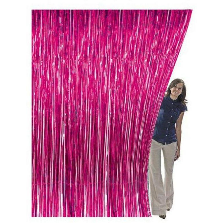 WANNA PARTY 3 ft X 8 ft Metallic Tinsel Foil Fringe Curtains for Party,Photo Backdrop Wedding Dcor(Pink,1 pack)