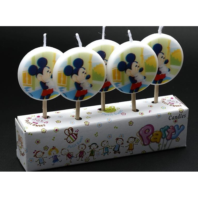 Wanna Party Mickey Mouse Birthday Cake Candle Kids 5 pcs in a Pack
