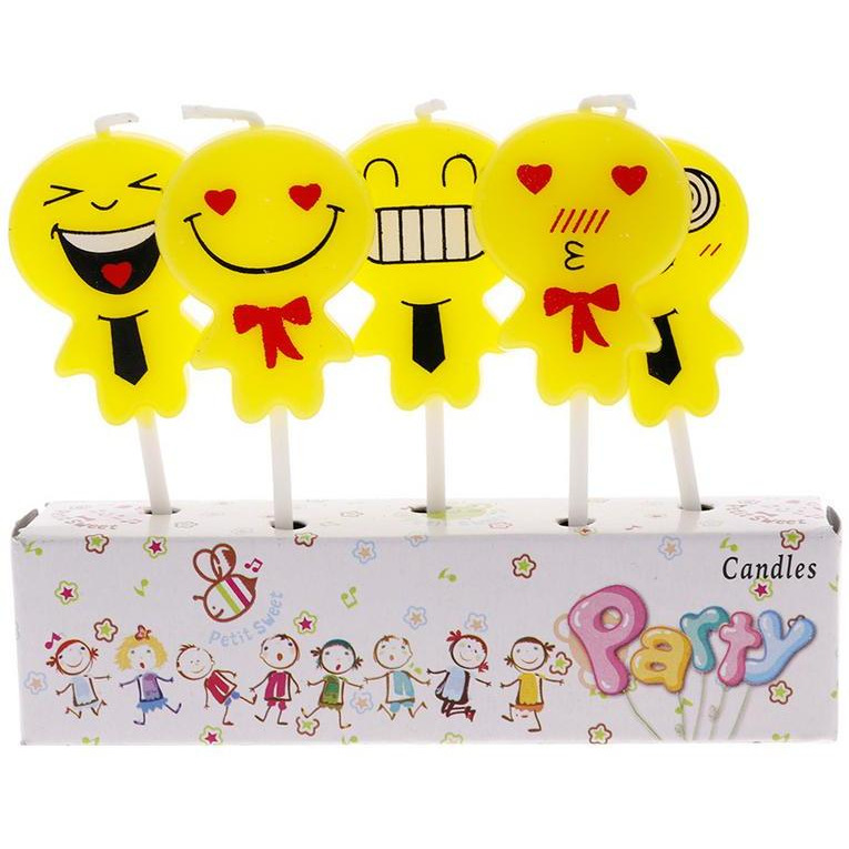 Wanna Party 5 Pc Cute Emoji Birthday Cake Candles