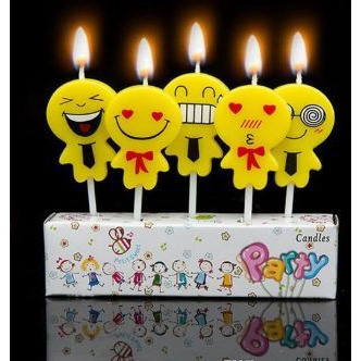 Wanna Party 5 Pc Cute Emoji Birthday Cake Candles