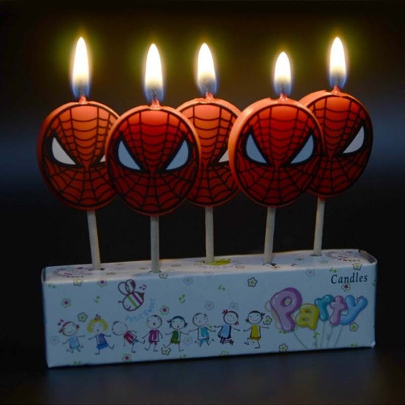 Wanna Party Spiderman Kids Birthday Cake Candle 5 pcs in 1 Pack