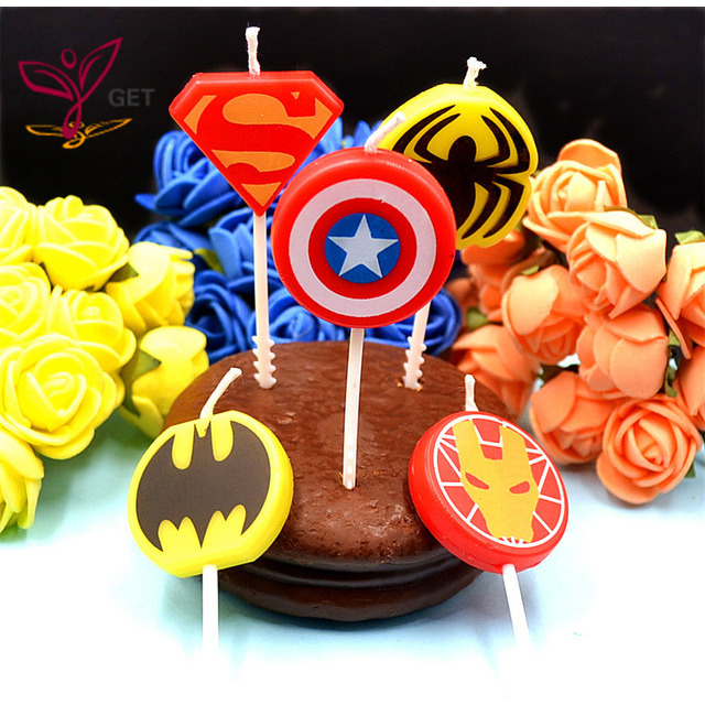 Wanna Party Avengers Kids Birthday Cake Candle 5 pcs in 1 Pack