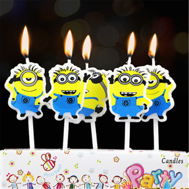 Wanna Party Minions Cute Kids Birthday Cake Candles 5 in a pack