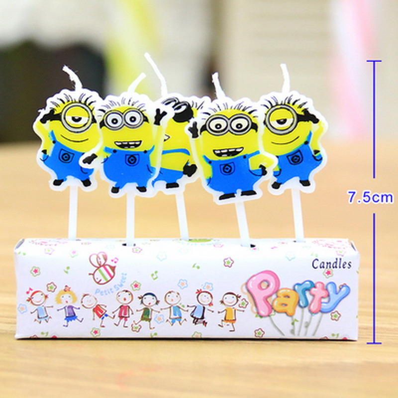 Wanna Party Minions Cute Kids Birthday Cake Candles 5 in a pack
