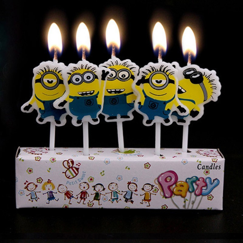 Wanna Party Minions Cute Kids Birthday Cake Candles 5 in a pack