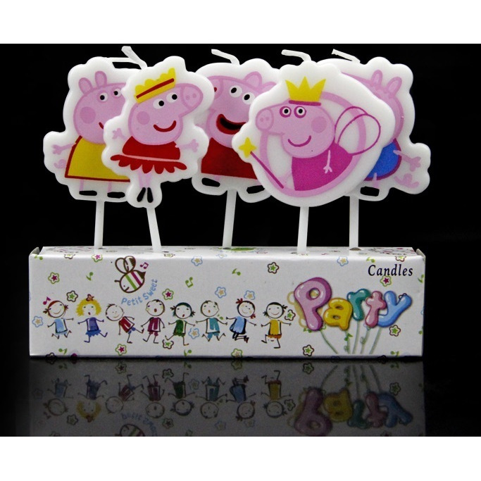Wanna Party Peppa Pig Cute Kids Birthday Boy Girl Cake Candles 5 in a pack
