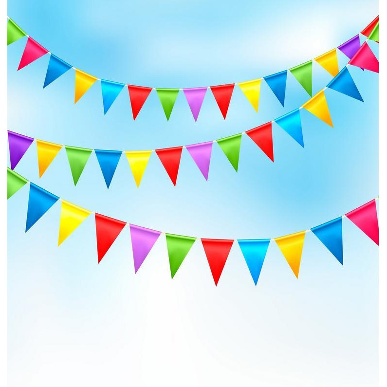 Wanna Party 12 Multicolor Flags Burlap Pennant Bunting Banner Triange Flag for Party Decorations
