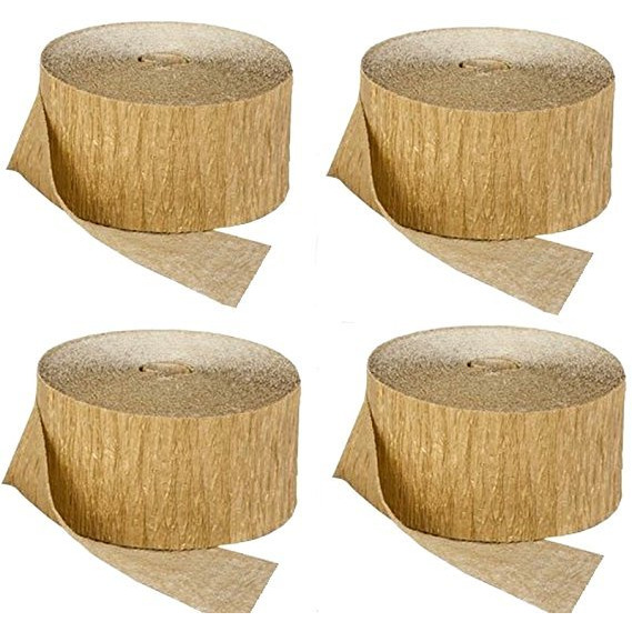 Wanna Party 30 ft Gold Streamers Roll Gold Crepe Paper Streamers,4 Rolls for Various Birthday Party Wedding Festival party Decorations