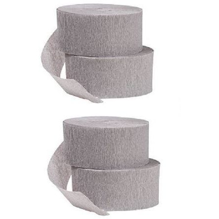 Wanna Party 30 ft Silver Streamers Roll Silver Crepe Paper Streamers,4 Rolls for Various Birthday Party Wedding Festival party Decorations