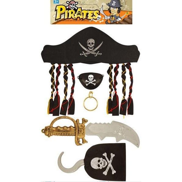 Wanna Party Pirate Party Set with Dagger,Eyemask and hook for kids party favors and costume props