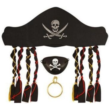 Wanna Party Pirate Party Set with Dagger,Eyemask and hook for kids party favors and costume props