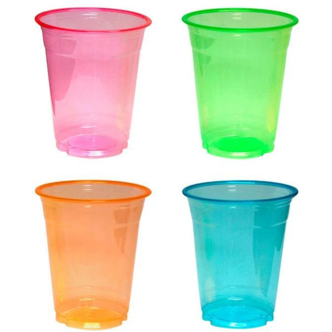 Wanna Party Soft plastic 12 oz Assorted Neon Party Cups 20 count