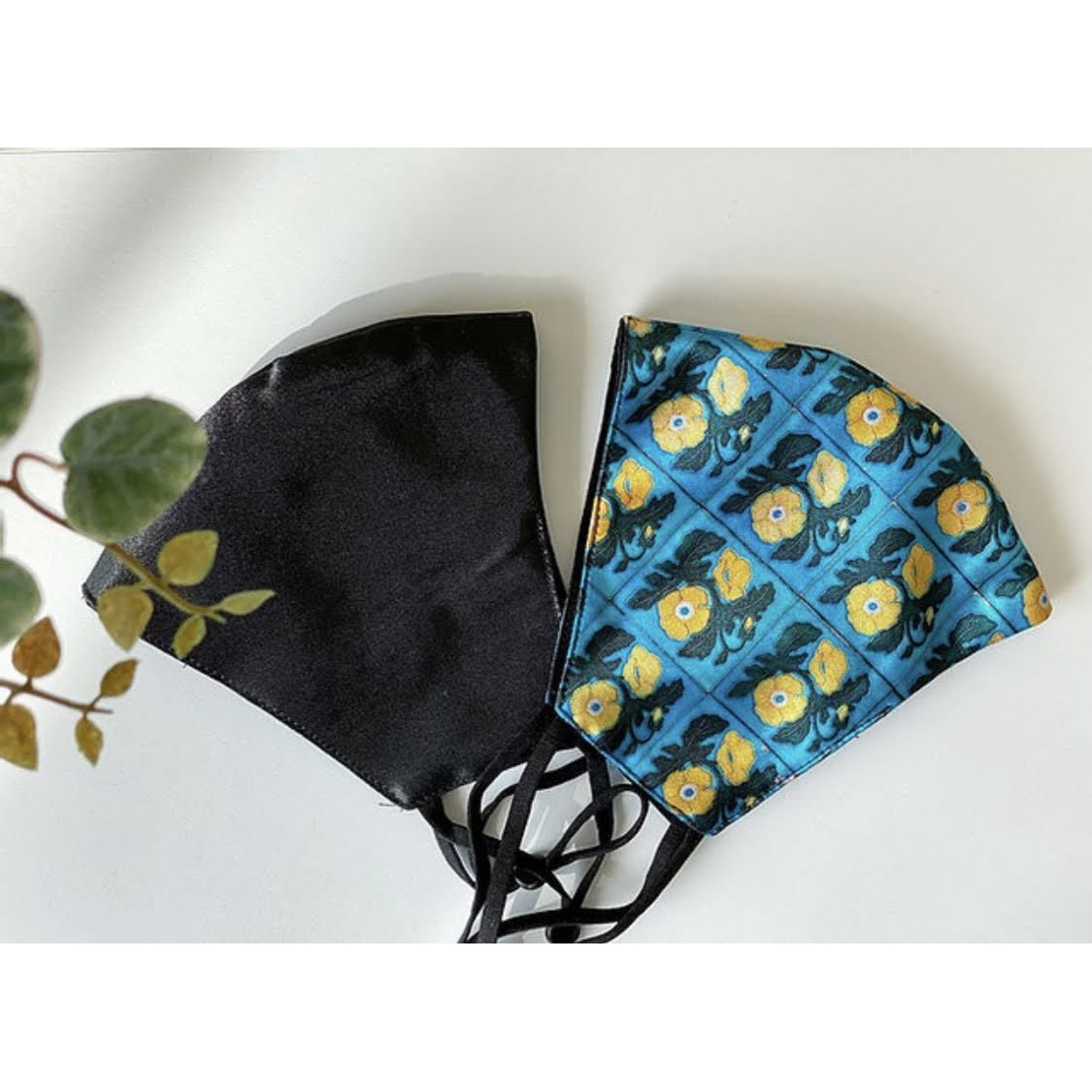 Satin Face Mask Pair with Nose Wire & Filter Pocket - Set of 2