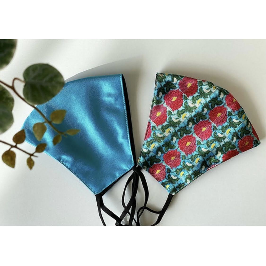 Satin Face Mask Pair with Nose Wire & Filter Pocket - Set of 2