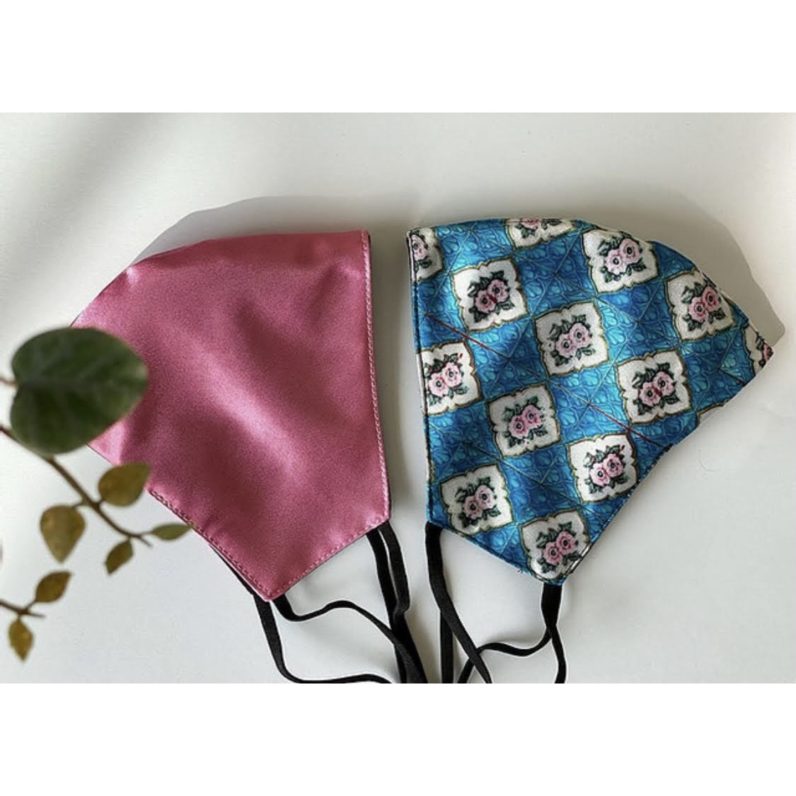 Satin Face Mask Pair with Nose Wire & Filter Pocket - Set of 2 (Color Blush- Pink)