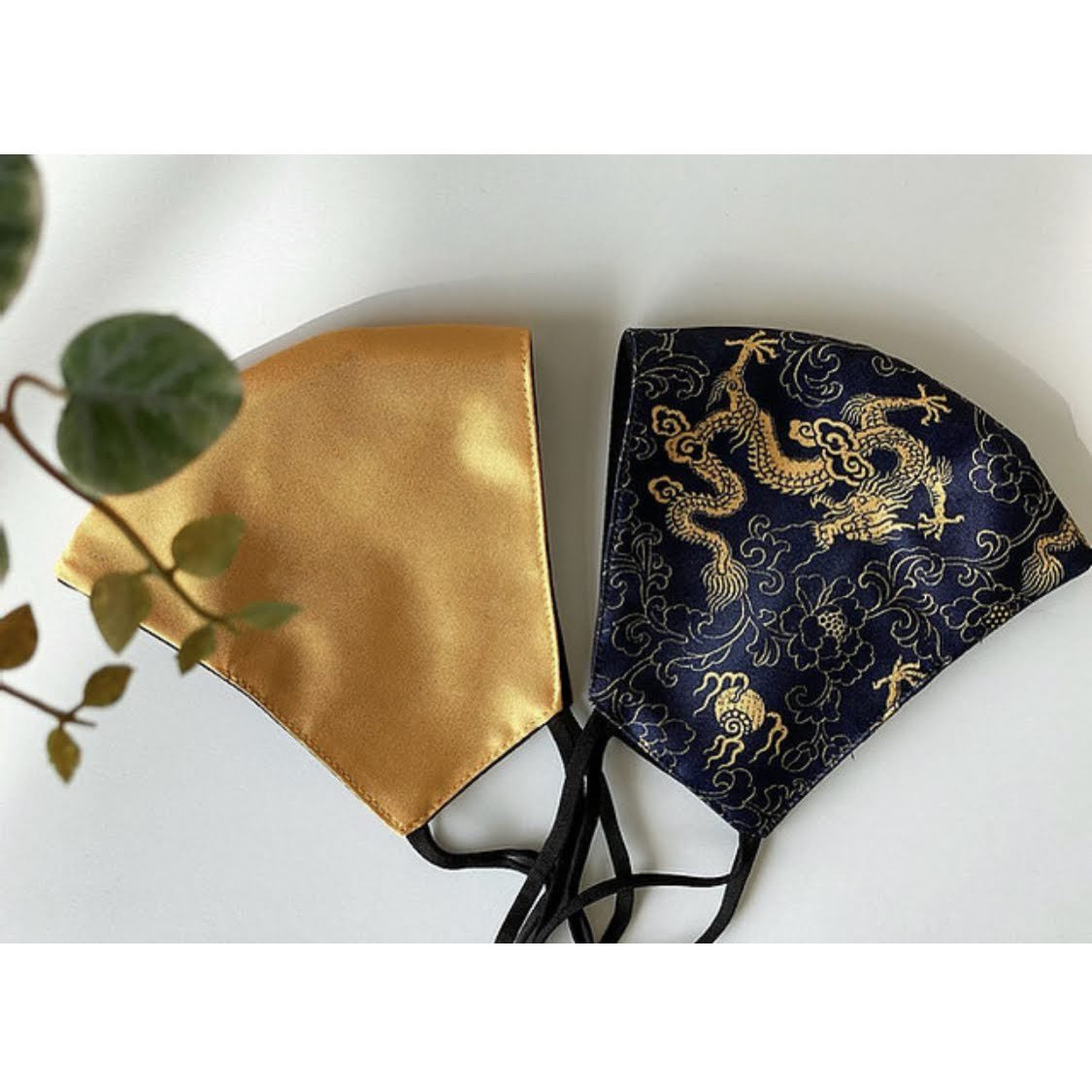 Satin Face Mask Pair with Nose Wire & Filter Pocket - Set of 2 (Color Gold)