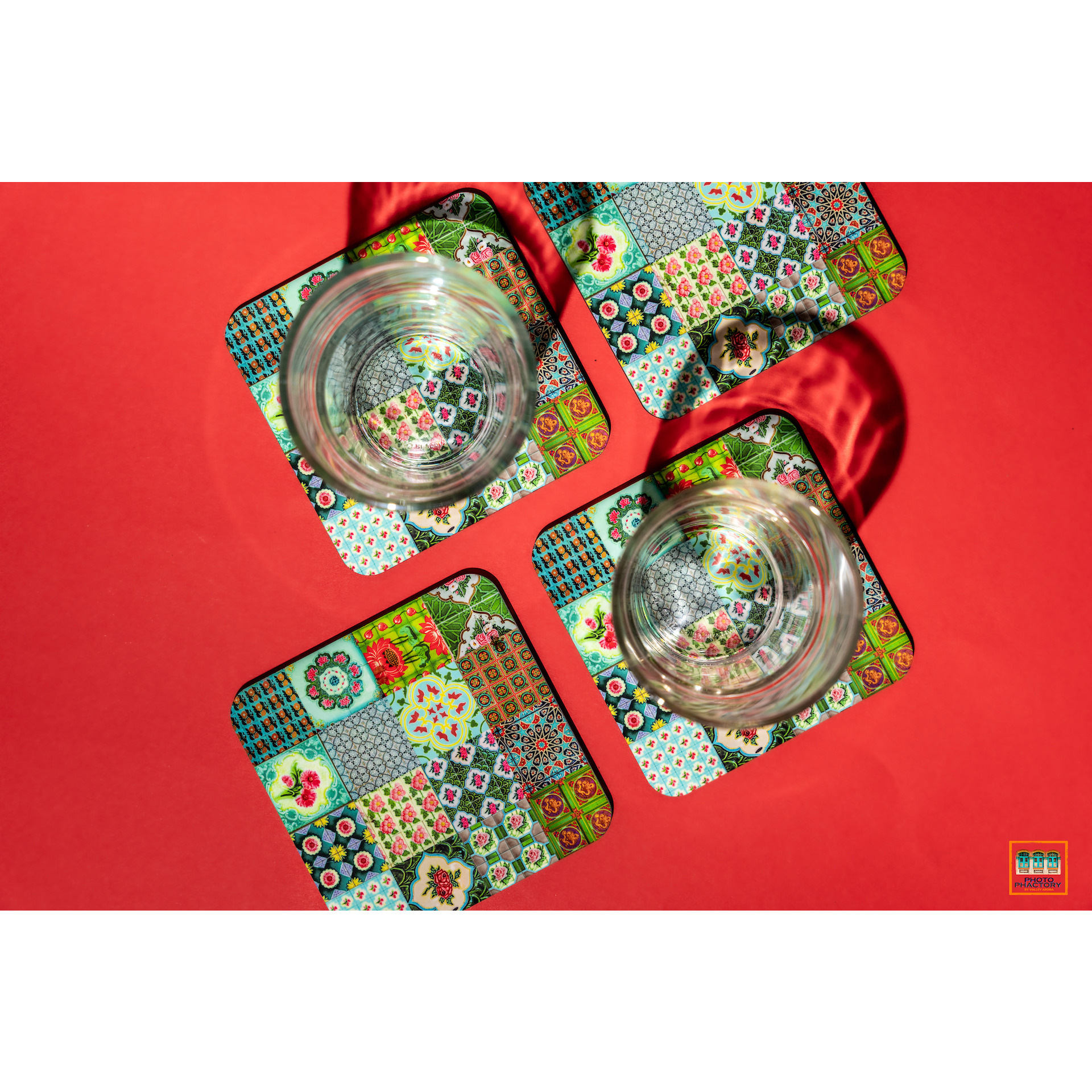 Coaster Set of 6 (Color Green)