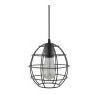 VINTAGE BLACK METAL SPHERE HANGING LIGHT, PENDANT CEILING LIGHT LAMP