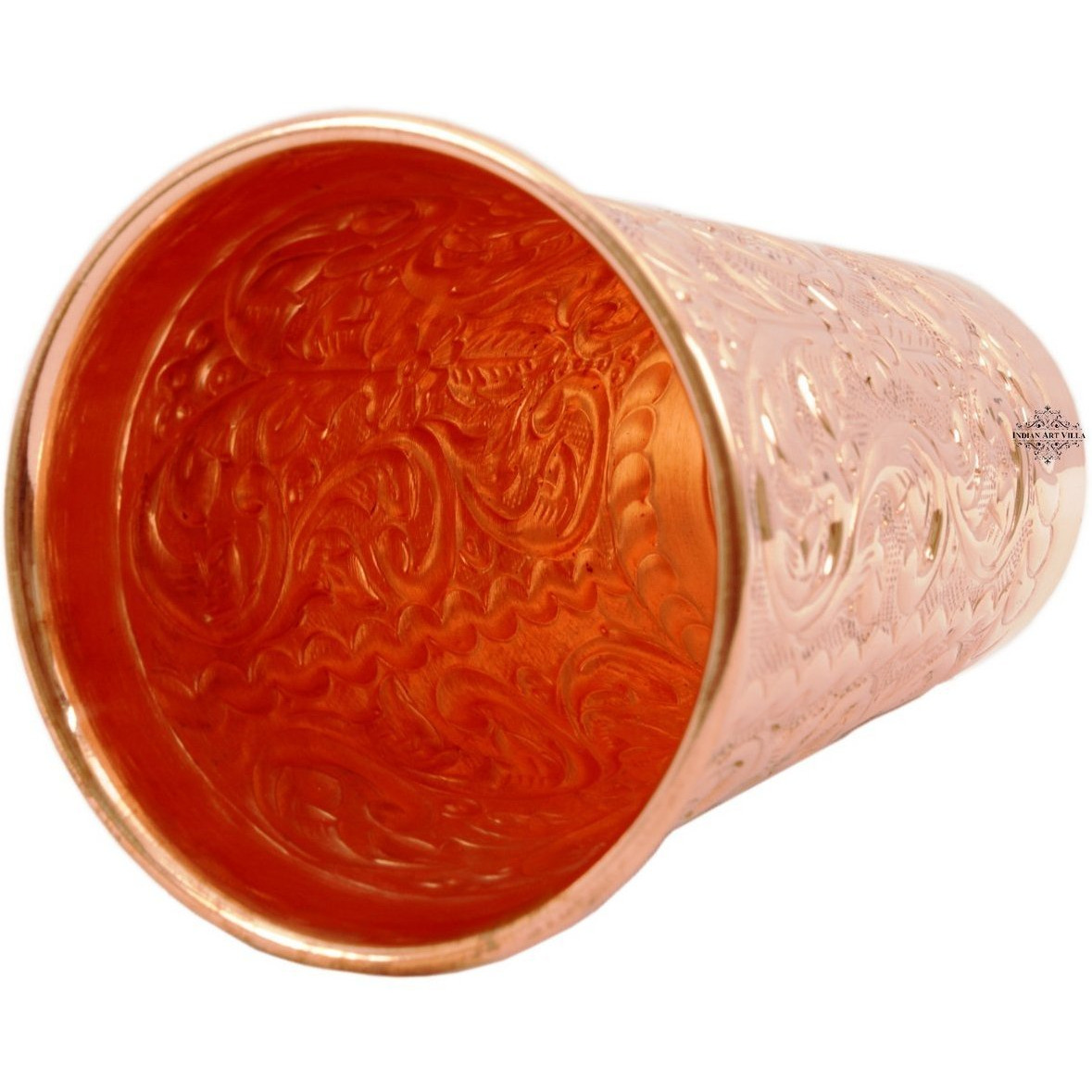 IndianArtVilla Big Copper Designer Glass Tumbler 17 Oz