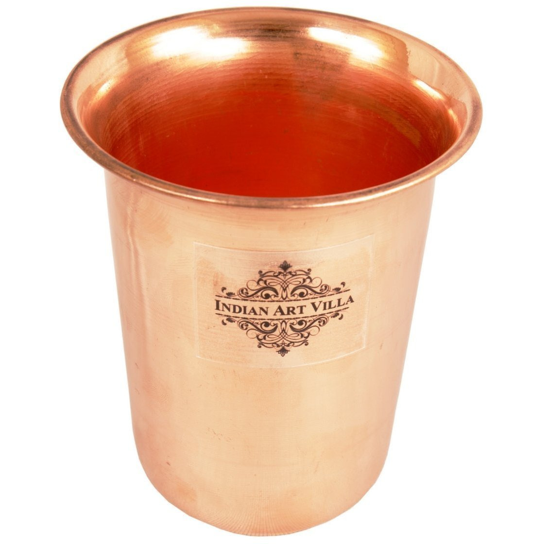 IndianArtVilla Pure Copper Plain Design Glass Goblet Tumbler 10 Oz