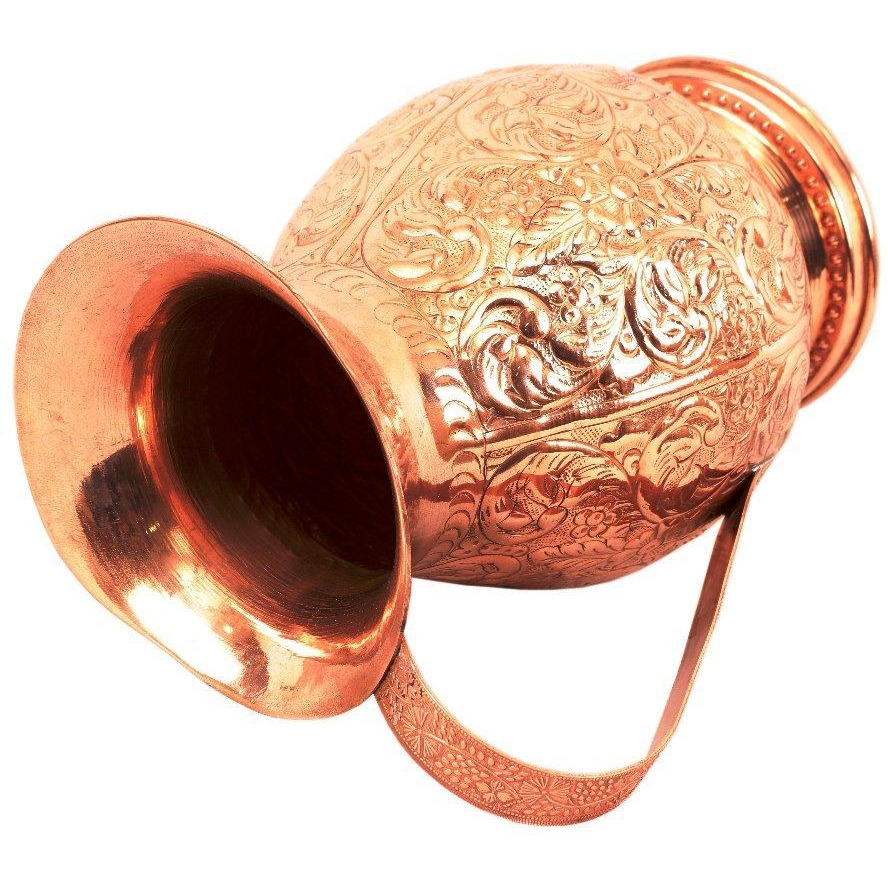 IndianArtVilla Copper Big Flower Design Jug Pitcher 81 Oz