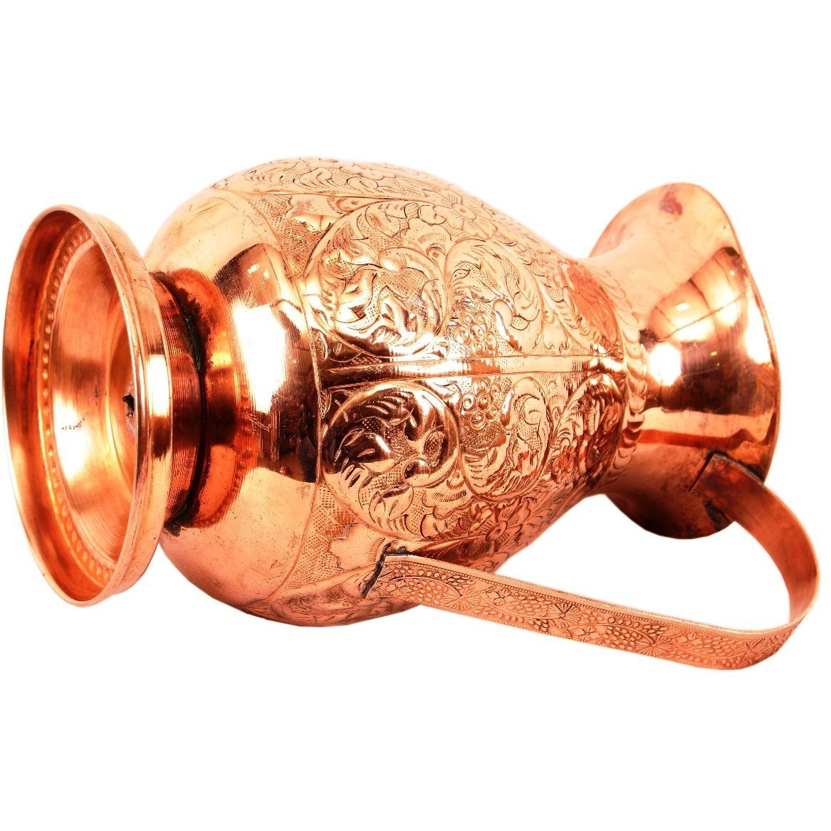 IndianArtVilla Copper Big Flower Design Jug Pitcher 81 Oz