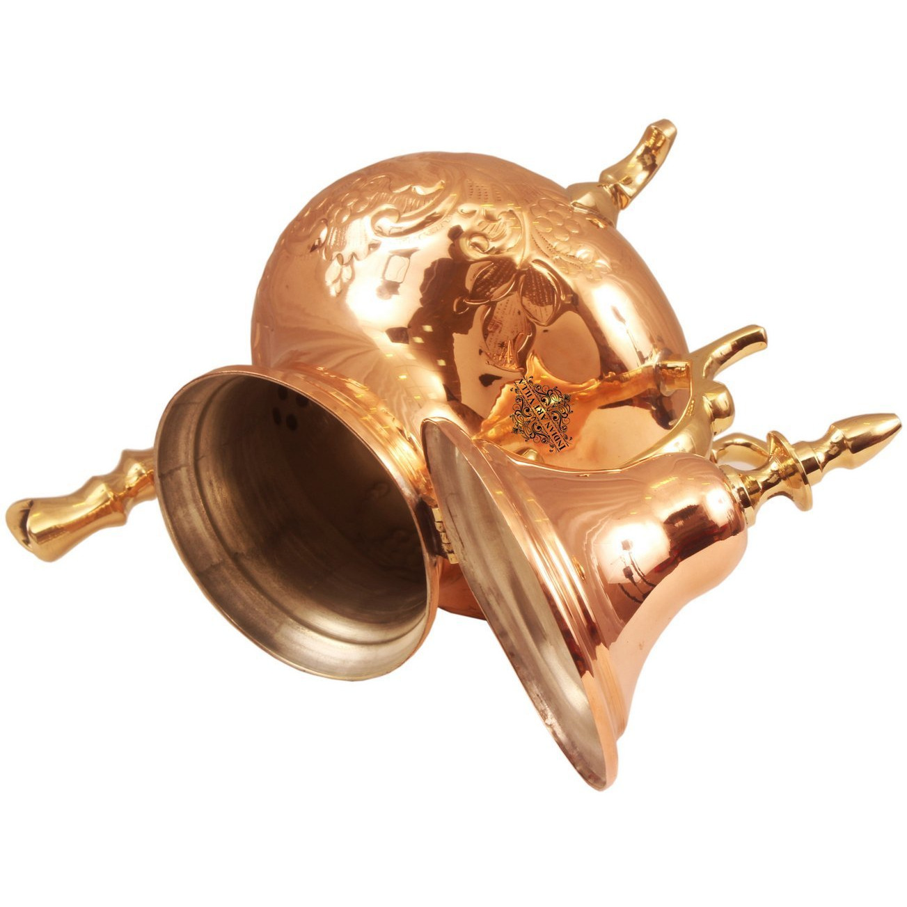 IndianArtVilla Copper Designer Mughlai Tea Pot with Inside Lining 45 Oz