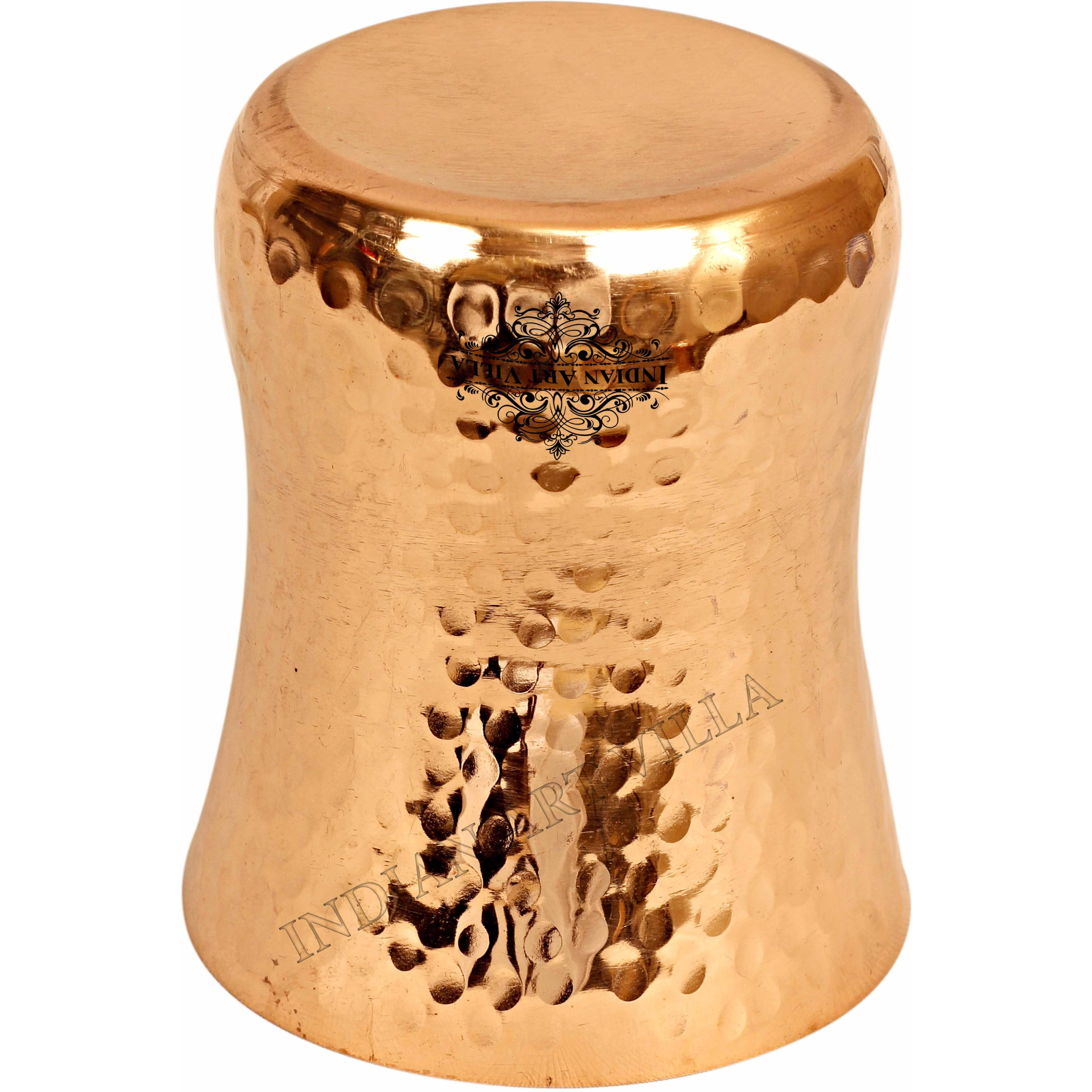 IndianArtVilla Copper Curved Hammered Design Glass Tumbler 10 Oz