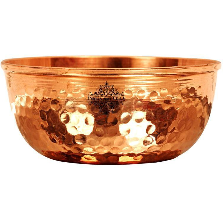 IndianArtvilla Copper Hammered Design Big Bowl|Diameter 4.5'' Inch