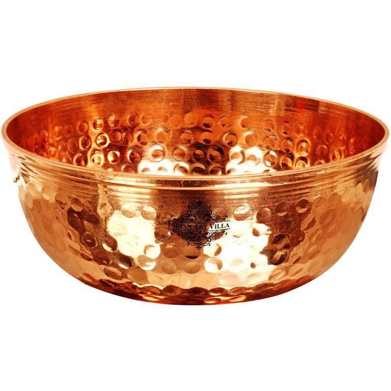 IndianArtvilla Copper Hammered Design Big Bowl|Diameter 4.5'' Inch