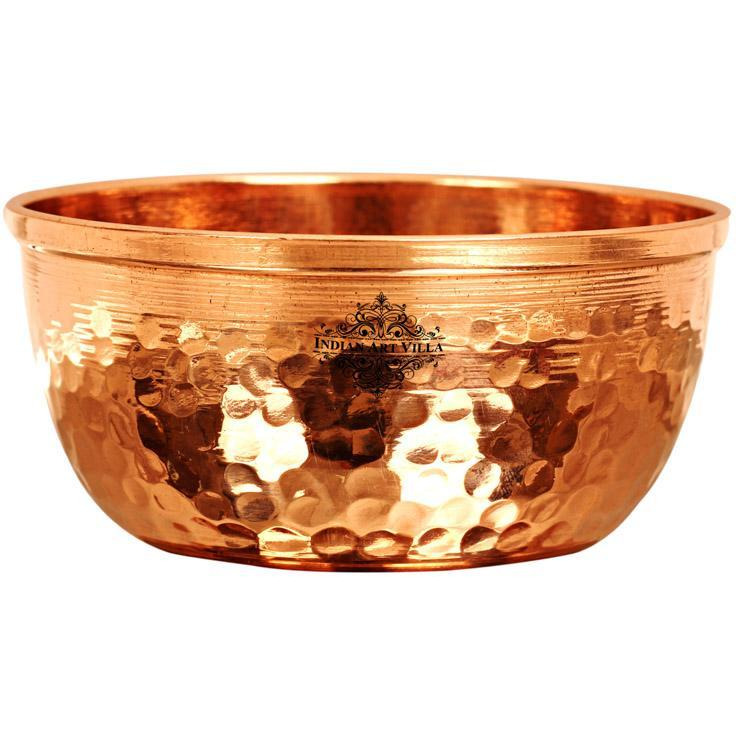 IndianArtvilla Copper Hammered Design Big Bowl|Diameter 3.5 Inch