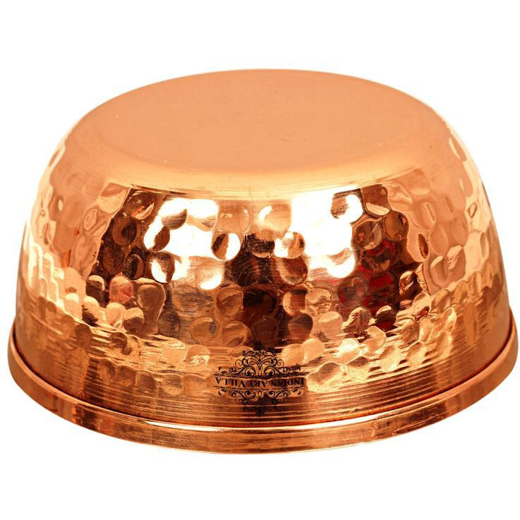 IndianArtvilla Copper Hammered Design Big Bowl|Diameter 3.5 Inch