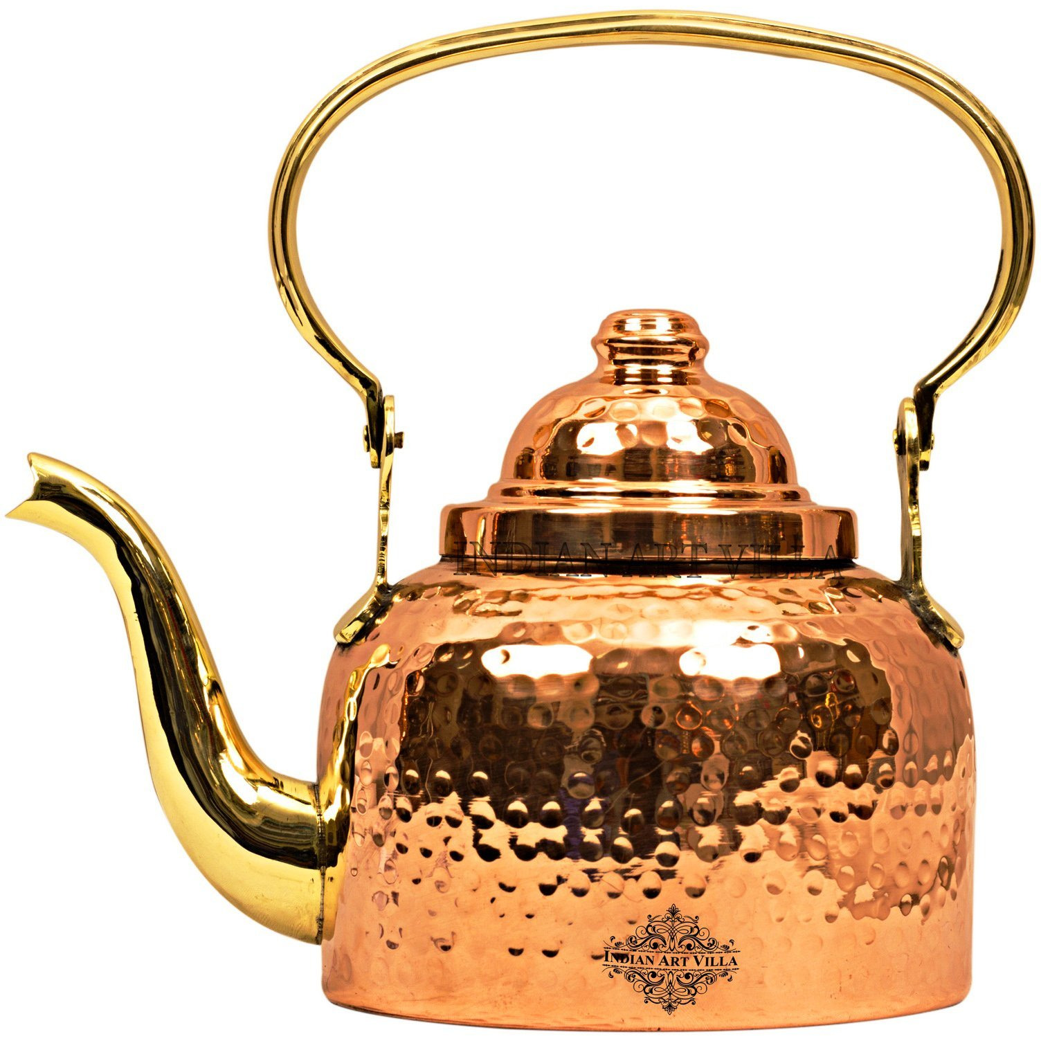 IndianArtVilla Copper Hammered Design Tea Pot Inside Tin Lining|Serving offee