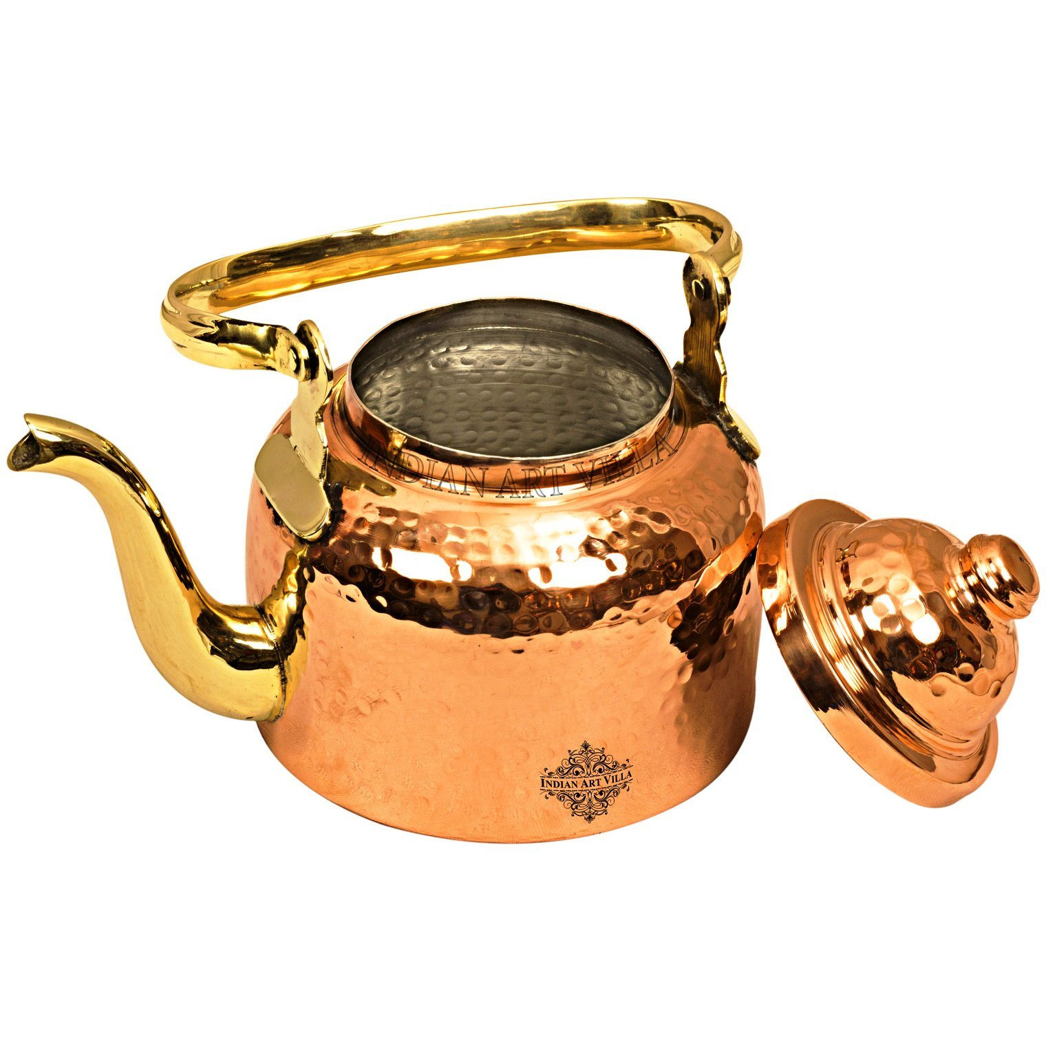 IndianArtVilla Copper Hammered Design Tea Pot Inside Tin Lining|Serving offee