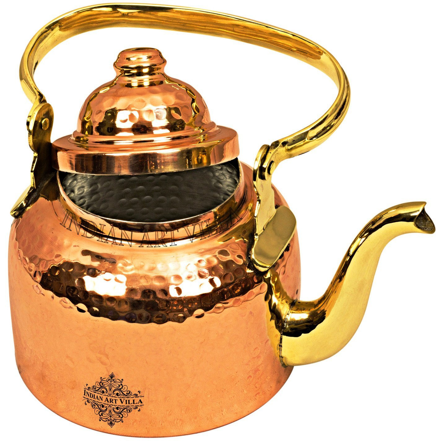 IndianArtVilla Copper Hammered Design Tea Pot Inside Tin Lining|Serving offee