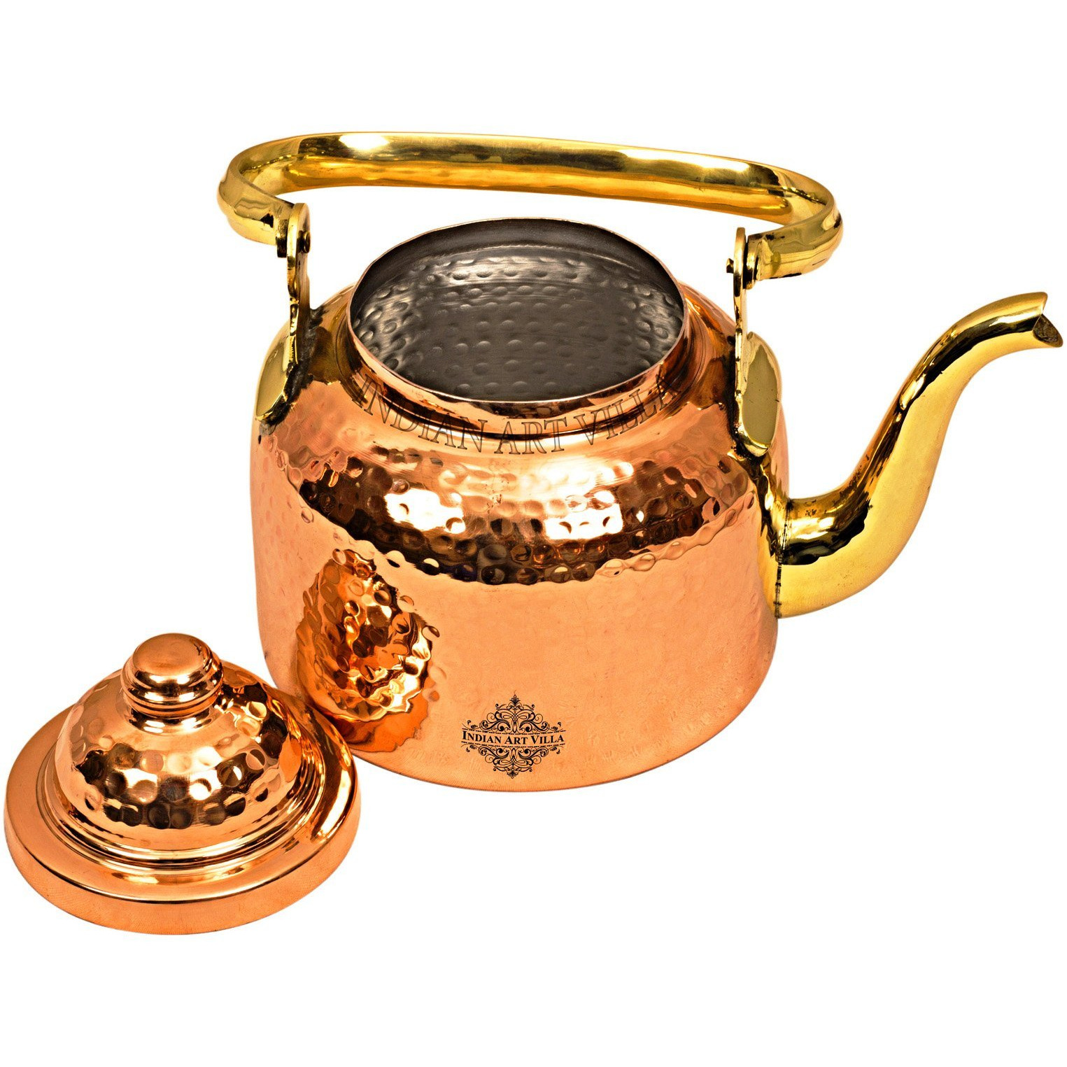 IndianArtVilla Copper Hammered Design Tea Pot Inside Tin Lining|Serving offee