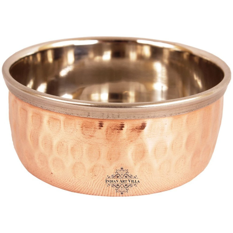 IndianArtVilla Steel Copper Hammered Katori Bowl 5 Oz