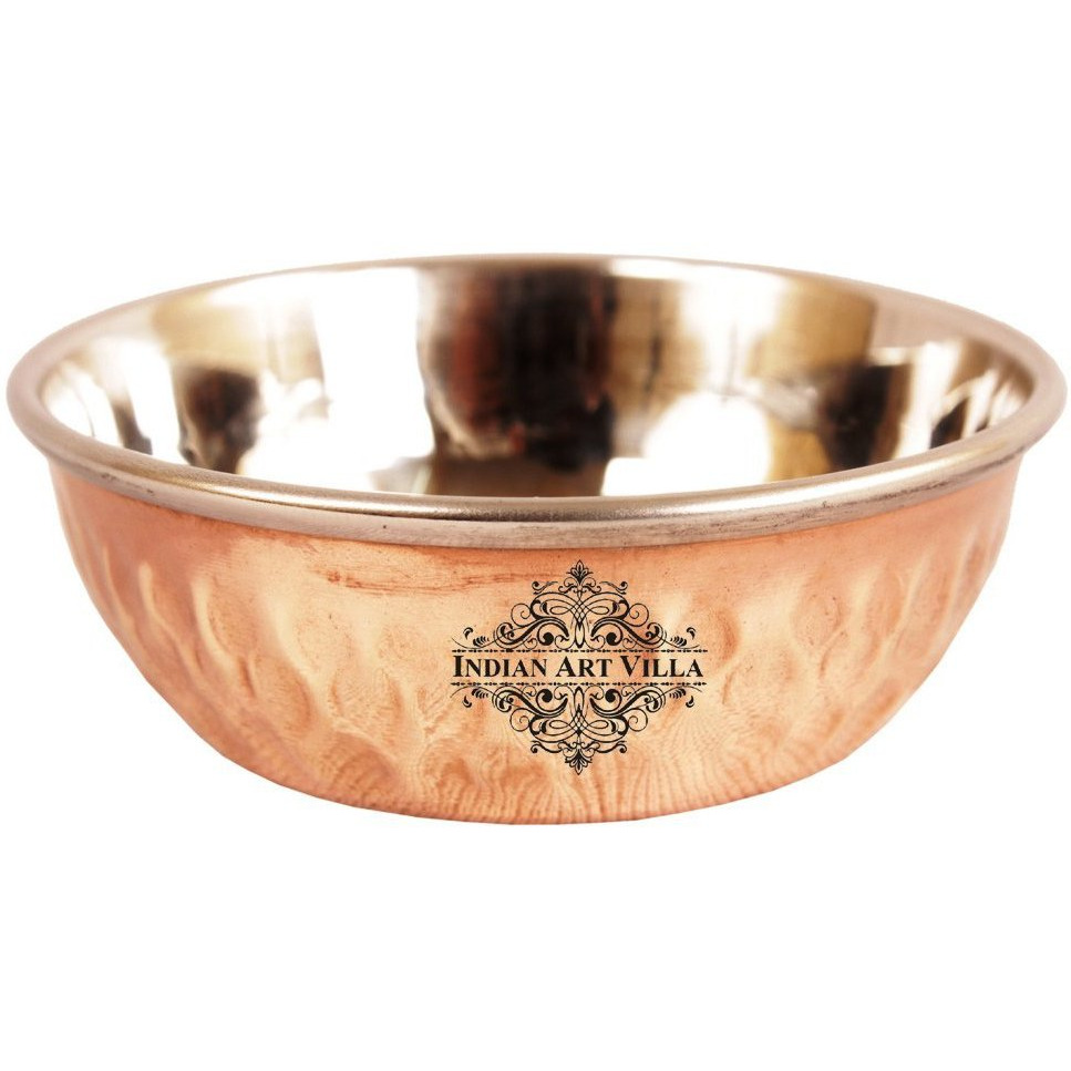 IndianArtVilla Steel Copper Chutni Hammere Katori Bowl 2Oz