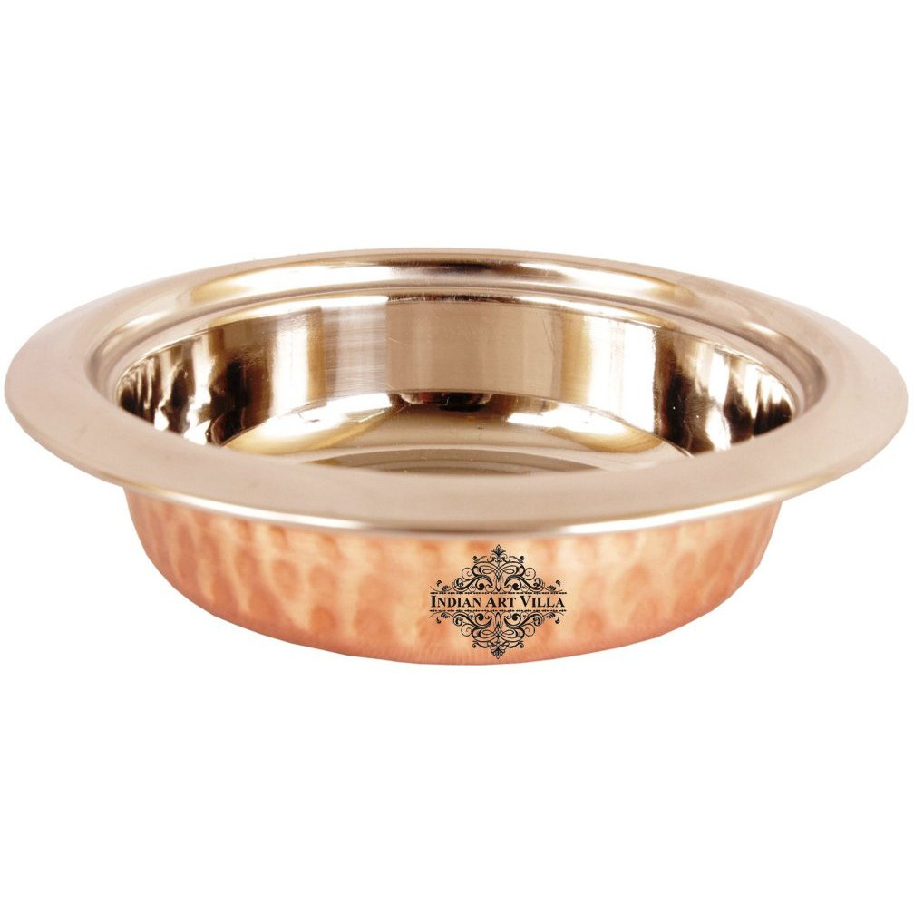 IndianArtVilla Steel Copper Round Entree Bowl, 8 Oz